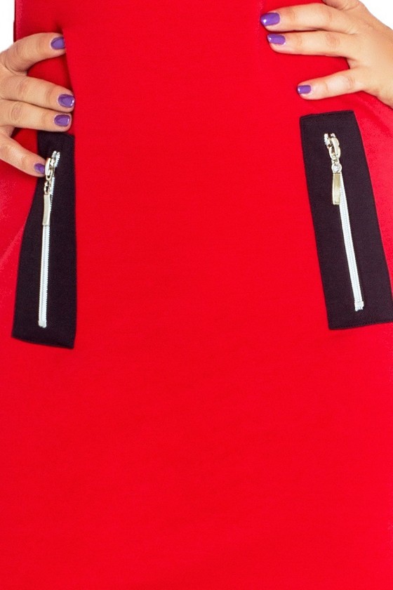 129-3 Justyna šaty se třemi zámky - červená + černé zámky