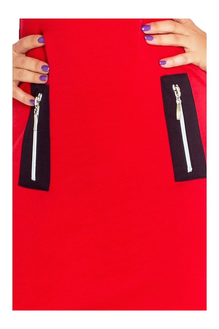 129-3 Justyna šaty se třemi zámky - červená + černé zámky