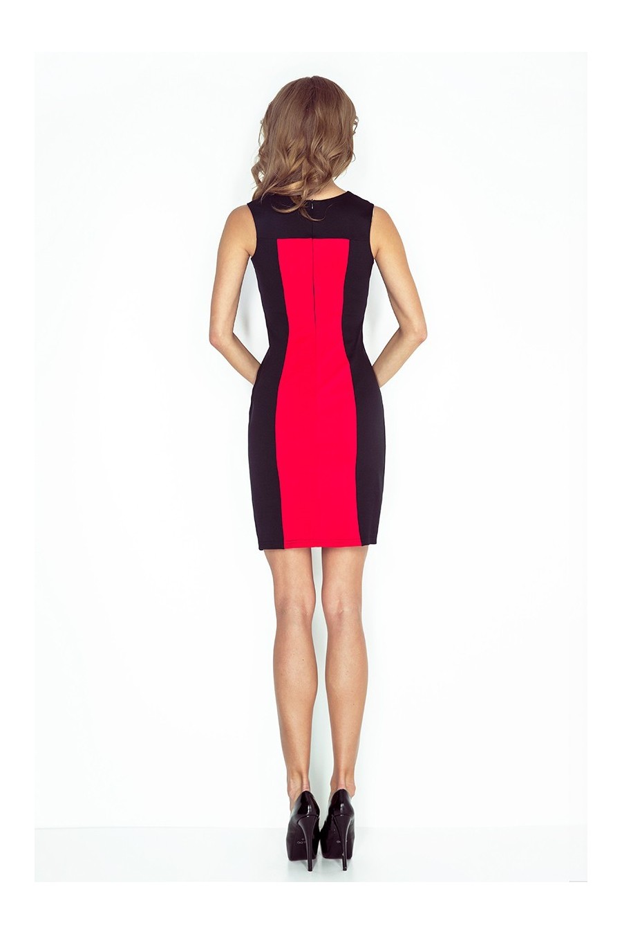 Dvoubarevné šaty - černá + cervená MM 006-1