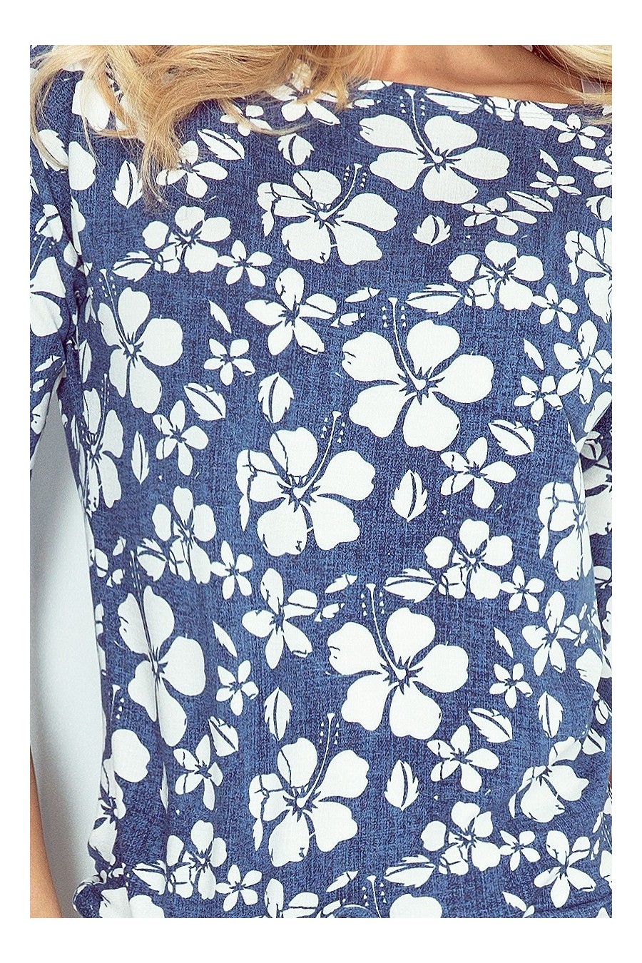 Sportovní šaty - modrý jeans - květiny 13-62