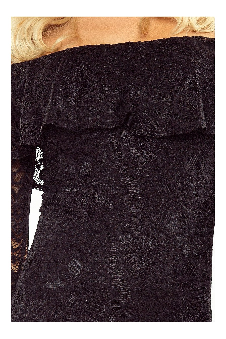 MM 021-1 Šaty s límcem - krajka - cerná