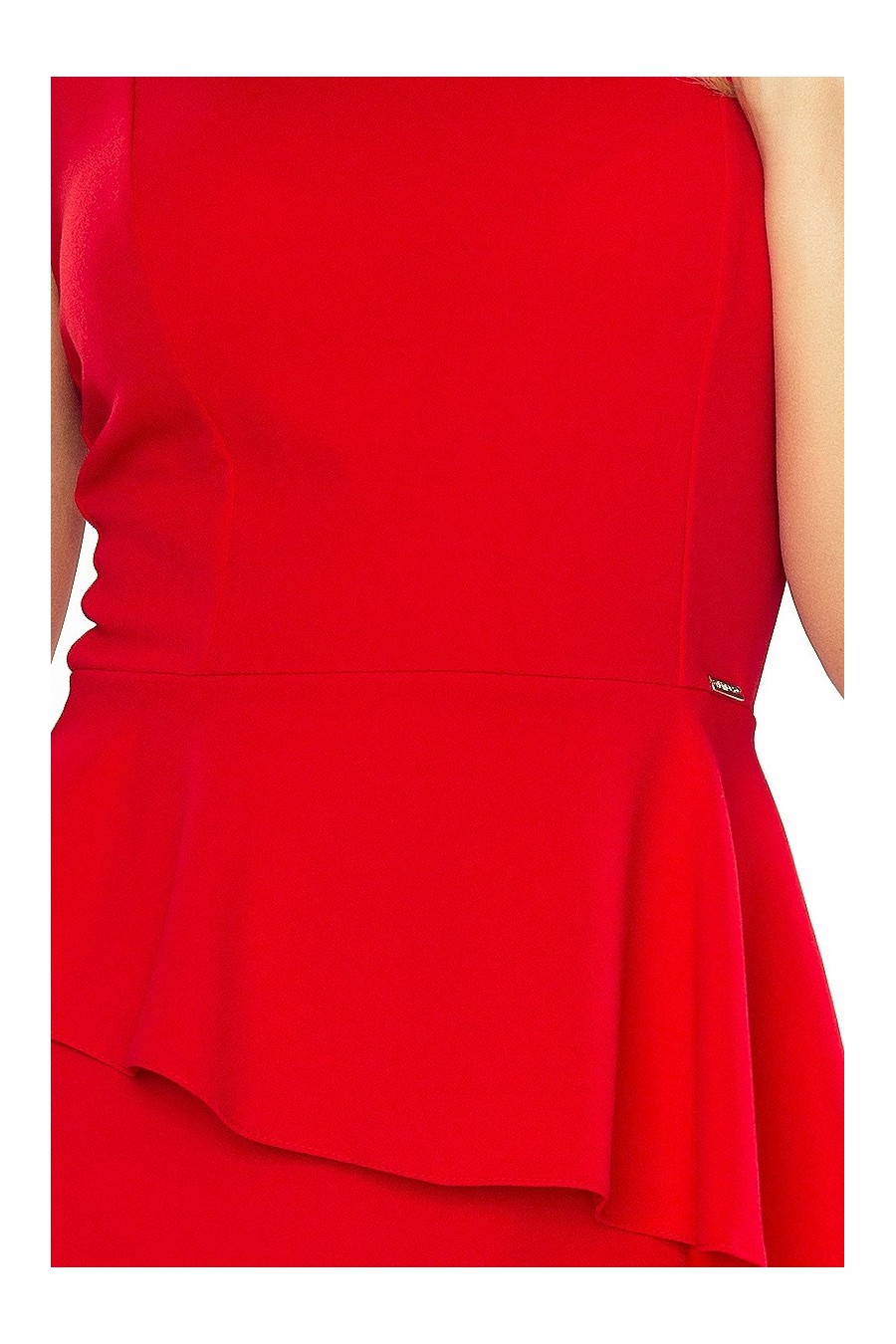 178-1 Asymetrické šaty s volánkem - červené