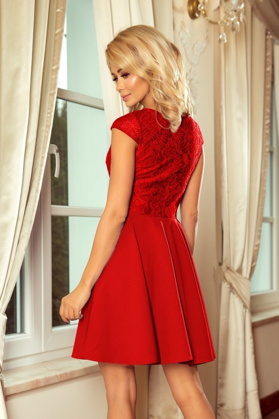 157-8 MARTA šaty s krajkou - červená barva