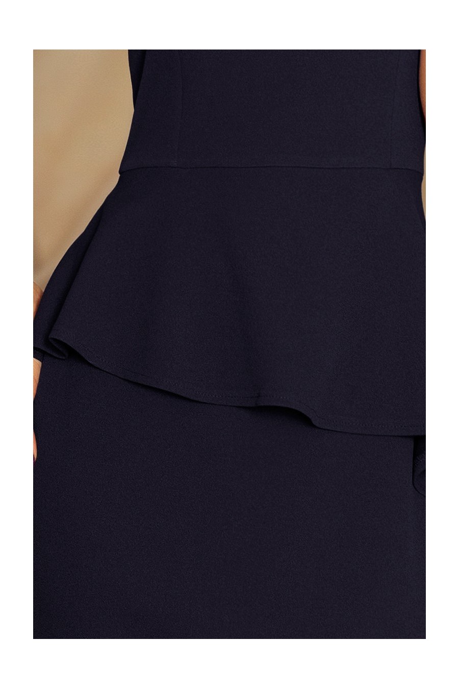 192-4 Elegantní midi šaty s volánky - tmavé modré