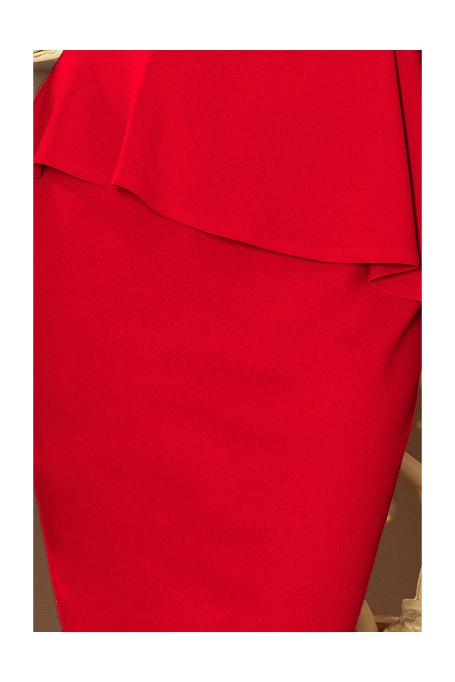 192-5 Elegantní midi šaty s volánky - červené