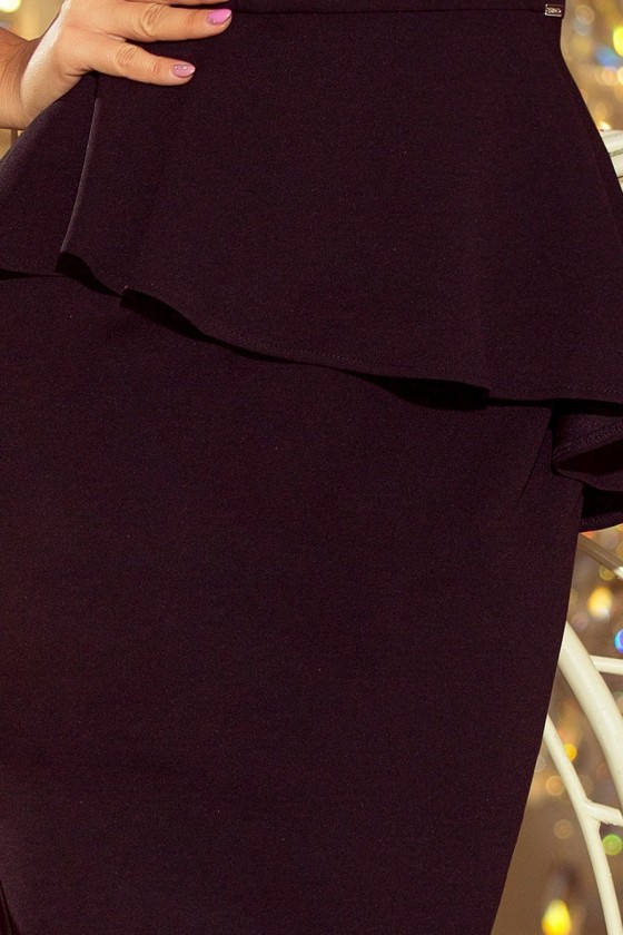 192-3 Elegantní midi šaty s volánky - černé