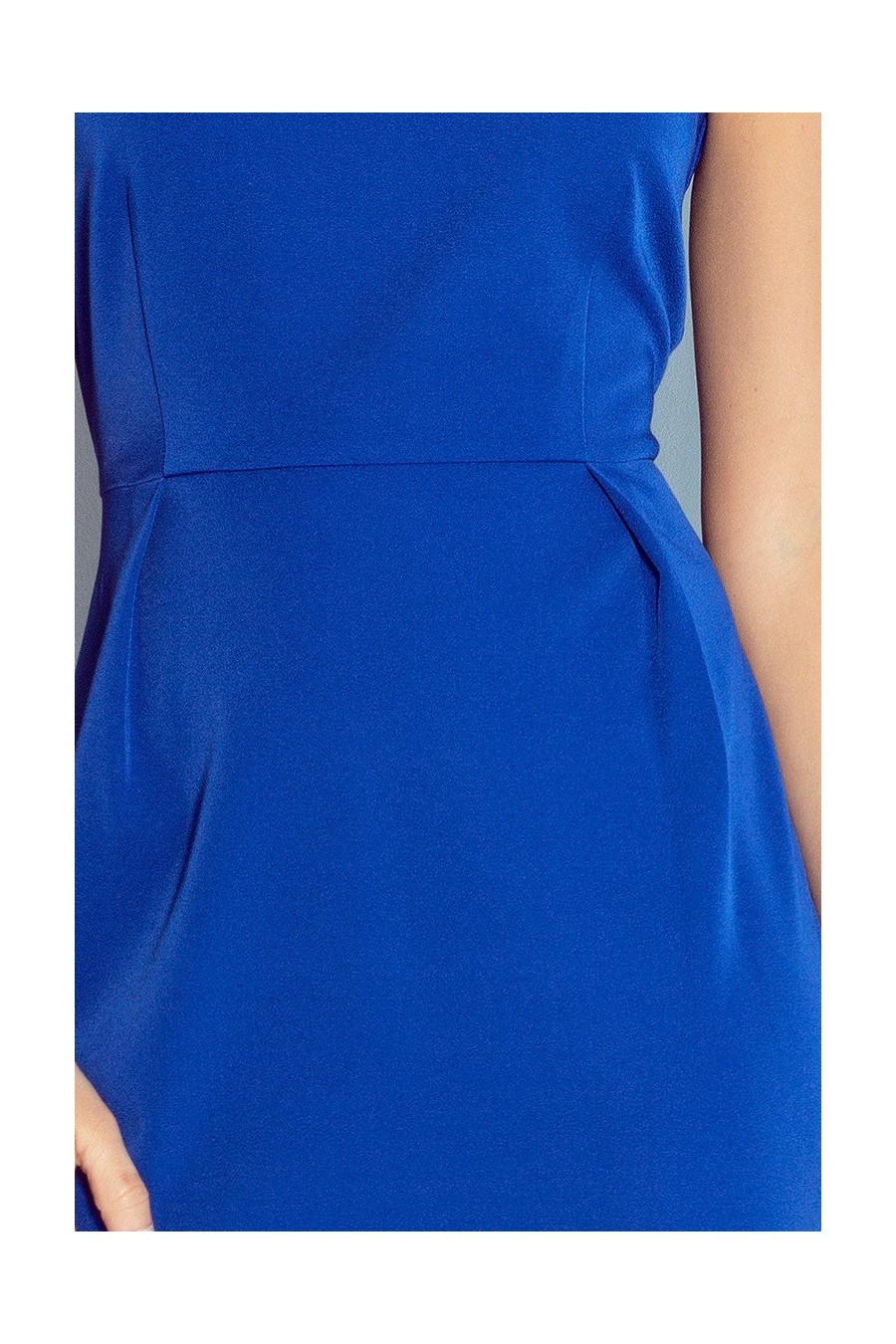 Klasický šaty s záhybů v pase - modrá 103-1