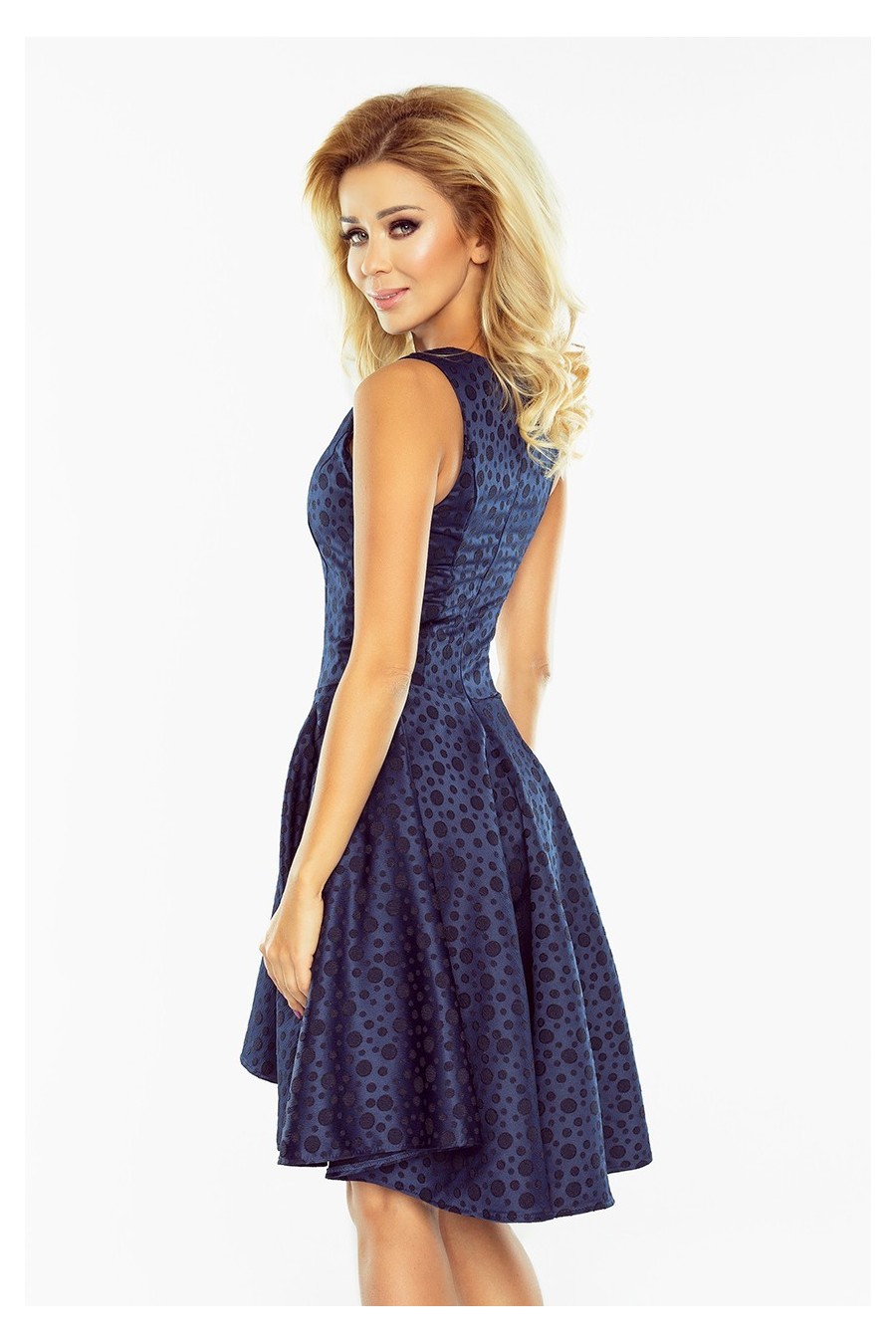 Exclusive asymetrické šaty - tmavé modra 175-3