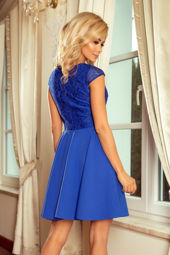 157-5 MARTA šaty s krajkou - modre