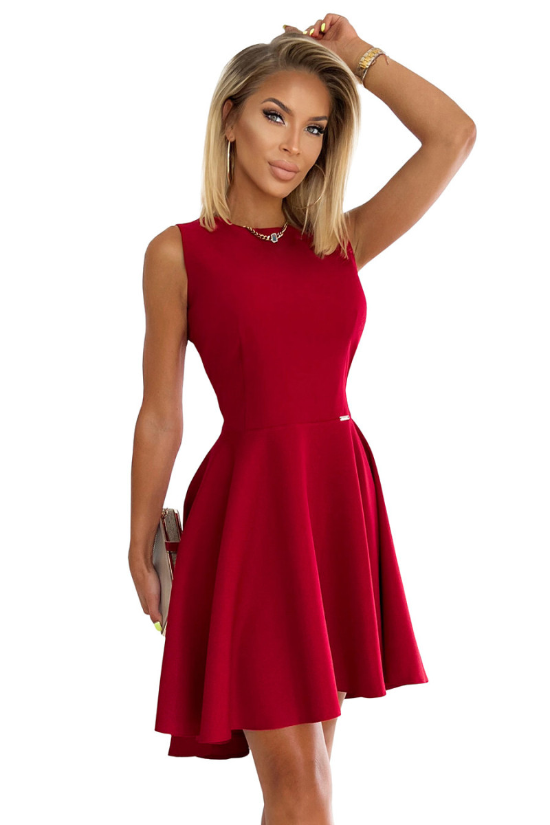 Červené krátke šaty bez rukávov s asymetrickou sukňou