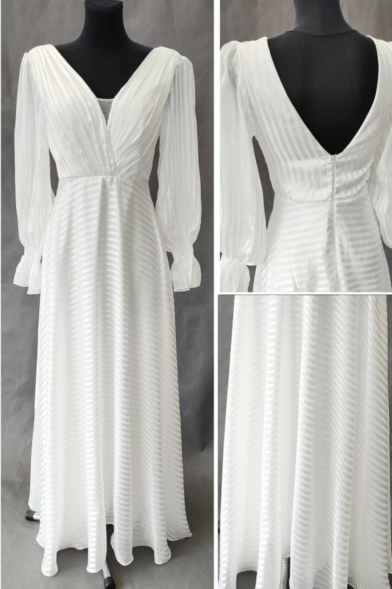 Pôvabné svadobné šaty s rukávom 30124