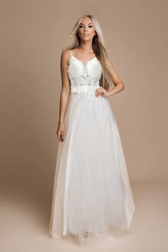 Nádherné jednoduché biele svadobné šaty 30078