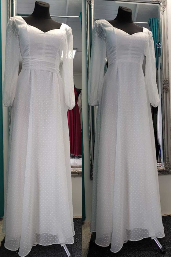 Jednoduché svadobné šaty s rukávom 30126