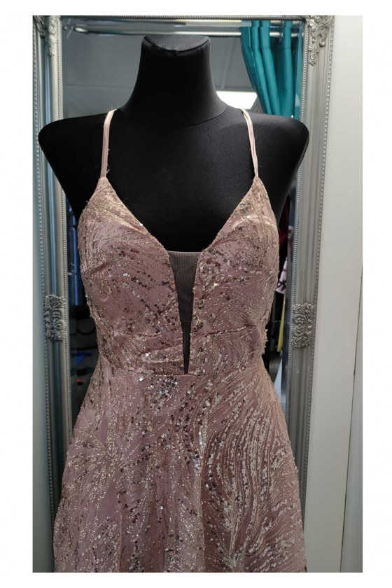 Nádherné trblietavé ružové šaty 30226
