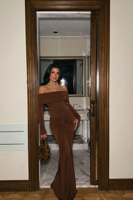 Hnedé spoločenské šaty Mocha