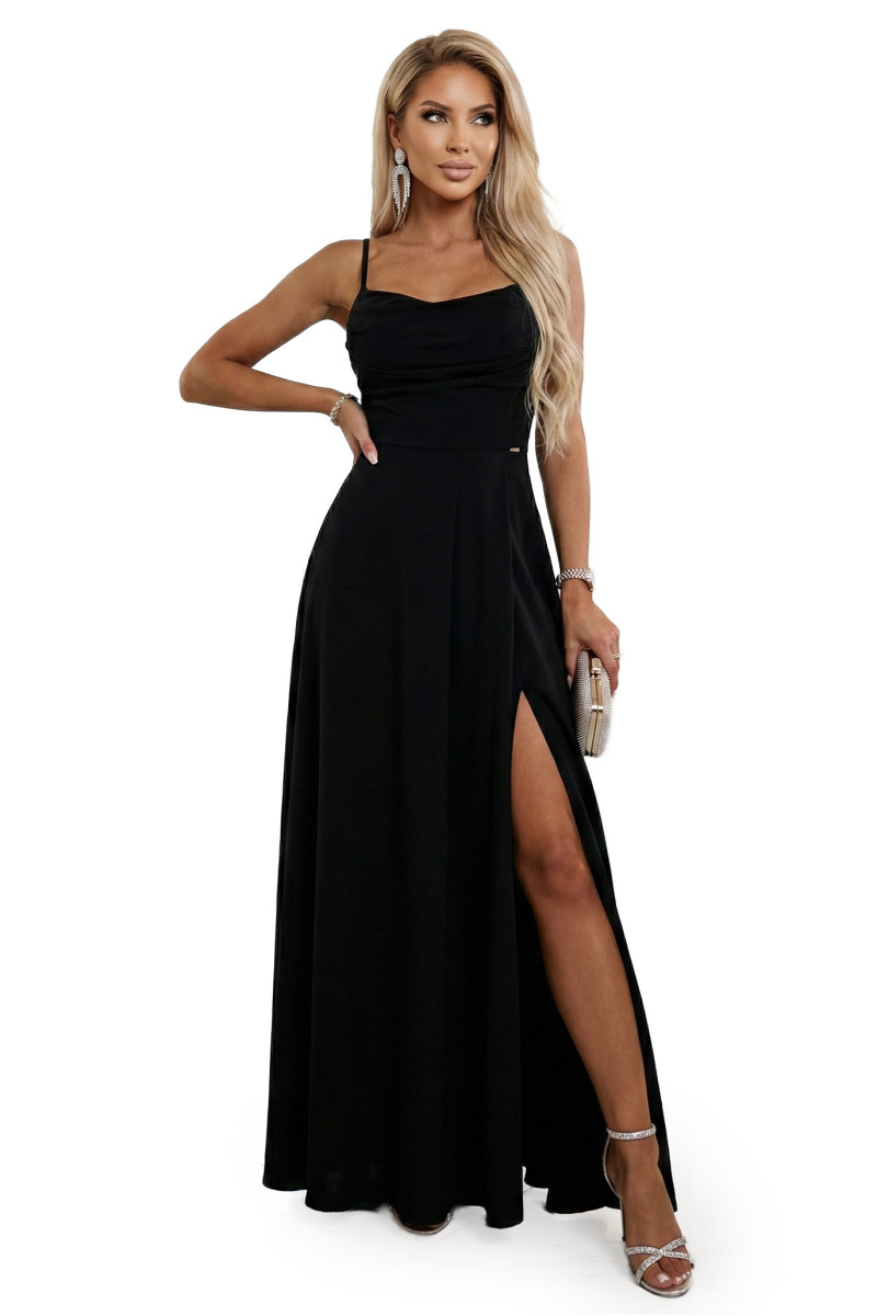 Čierne šaty s viazaním na chrbte