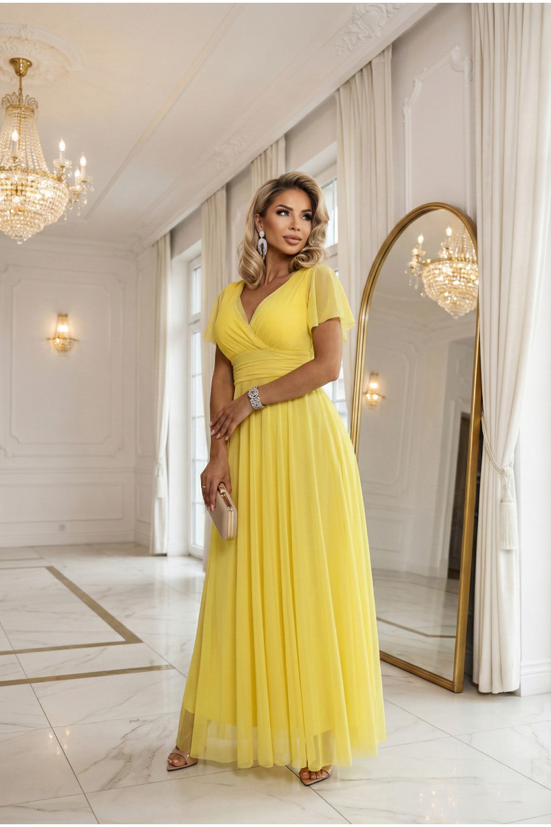 Dlhé žlté tylové šaty